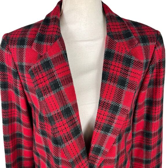 Vintage Requirements Red Plaid Blazer Size 12 Wool Blend Lined - Picture 3 of 11
